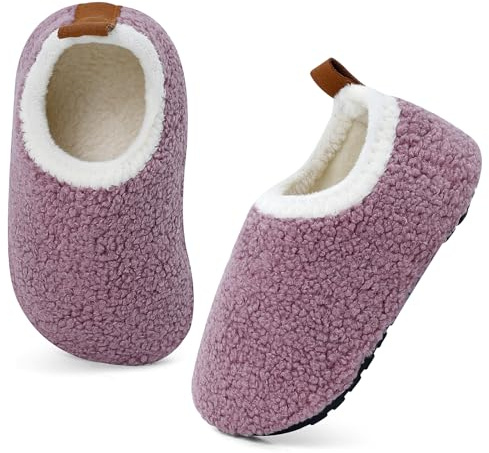 MK MATT KEELY Zapatillas de Estar por Casa para Niños Pantuflas Peluche Invierno Niñas Calientes Suave y Antideslizantes Bebé,Morado,29/30 EU(CN32-33)
