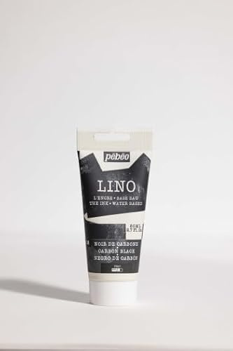 Pébéo Tinta de Linograbado negro de carbono 80 ml – Tinta Lino al Agua Ultra Pigmentada y Opaca, Impresión sobre linóleo y papel, Limpieza fácil