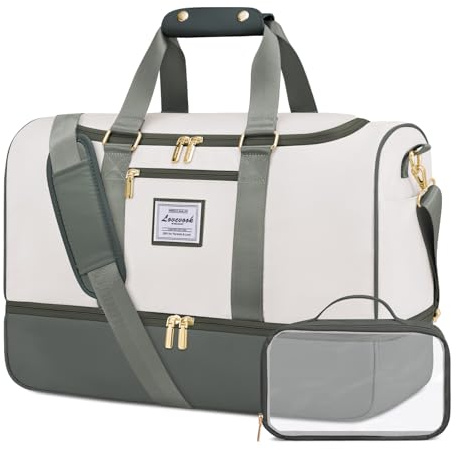 LOVEVOOK resväska för damer, weekender travel duffel carry on-väska med kosmetikväska, skofack & våtfack, vattentät sportväska gym yoga-väska, handbagage för sport, semester, flyg, L, avslappnad