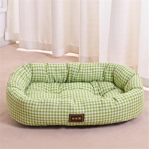 Odot Panier Chien Dehoussable Lavable, Motif à Carreaux Lit Orthopédique pour Chat Chien, Rectangle Antidérapant Coussin Doux pour Animaux de Compagnie Dorme à l'intérieur (Vert Fruit,XL)