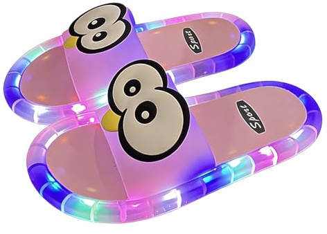 Pantofole illuminate LED | Ciabatte luminose donna | Pantofole bagno memory foam forma cartone animato con luc LED | Simpatica pantofola doccia punta aperta luminosa antiscivolo per interni & esterni