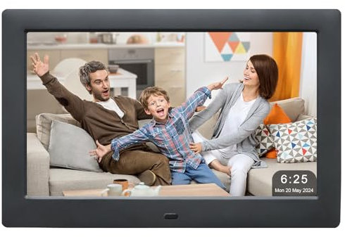 10,5 Zoll Digitaler Bilderrahmen, Foto Videoplayer mit Fernbedienung, Digitaler Fotorahmen Multi-Slideshow/4-Fenster-Display, elektronischer Bilderrahmen