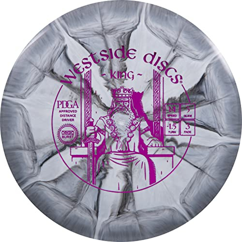 Westside Discs Origio Burst King Disc Golf Distance Driver | Överstabil skivgolfdriver | Grippy Plastic w/bristande färg | skivgolfdrivare maximalt avstånd | Frisbee Golf Driver | 170 g + (grå)