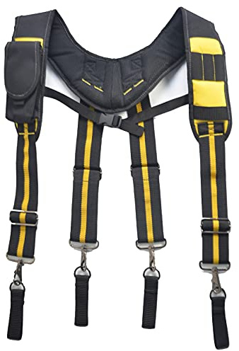 DEWIN Heavy Duty Electrician Tool Belts, Multi-Pockets Electrician's Bag Braces Work Suspenders Tool Belt Braces Phone Pencil Slot Electrician Work Suspension Rig