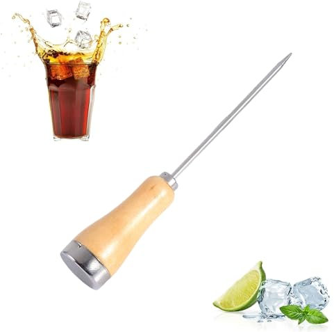 Fyearfly Edelstahl Eispickel, Holzgriff Eiscrusher Eispickelwerkzeug Ahle Werkzeug, Küchenbar Werkzeug für Picknicks Camping und Bars Restaurant