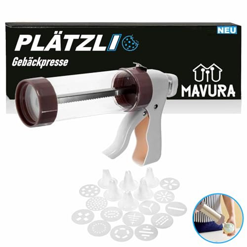 MAVURA Plätzli Biscuit Press Pastry Syringe Biscuit Dough Press Syringe Icing Syringe Pastry Syringe Baking Christmas