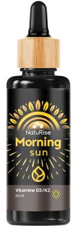 NatuRise® Vitamine D3 K2 Gouttes - Hautement dosé - 50ml - 99,7% All Trans MK7 (K2VITAL®) - 1000 I.U. par goutte - Testé en laboratoire - Pipette en bois de bambou - Verre UV