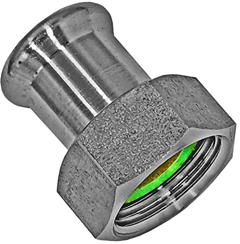 Edelstahl V4A Press Fitting Anschlussverschraubung mit 1 Zoll Überwurfmutter Innengewinde mit Dichtung i-IG Muffen Anschluss zum Verpressen für Rohr Außendurchmesser 28mm M Kontur