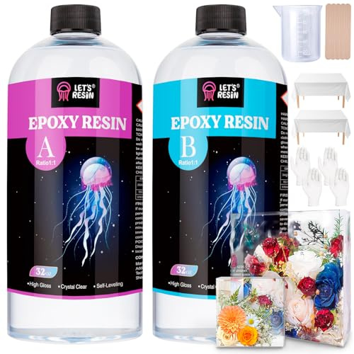 LET'S RESIN Epoxidharz-Set, blasenfreies und kristallklares Epoxidharz, 2-teiliges Harz und Härter für Schmuckherstellung, Handwerk, Becher, Kunst