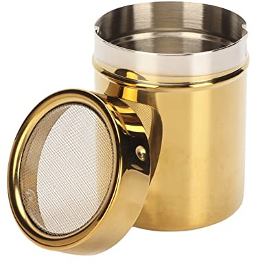 Cocoa Shaker, Sosmar Cocoa Shaker, Powder Shaker, Commercially Available Granulated Sugar Gold Salt & Shaker, Dust Strainer, Brass, Cocoa to Coffee, Cinnamon with Lid, Garlic, Spice, Culinary,