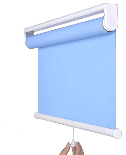 BBAUER Tende a Rullo per Finestre Oscuranti, Tende a Batteria per Camera da Letto Che Oscurano la Porta, con Sistema a Molla/Blue/W100*H100Cm(39 * 39In)