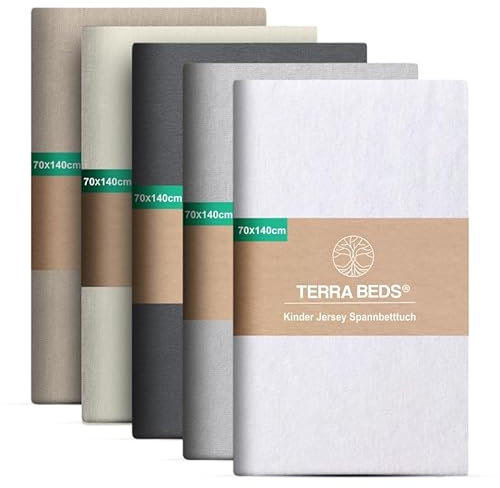 Terra Beds Premium Spannbettlaken 70x140 cm - 160g/m2-100% Hochwertiges Oeko-TEX Baumwoll Jersey Kinder Spannbetttuch – Erhältlich in 10 Farben