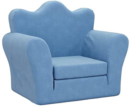 vidaXL Canapé-lit pour Enfants, Lit de Jour avec Dossier et Accoudoirs, Lit d'Invité pour Tout-Petits Chambre Salon Maison, Bleu Peluche Douce