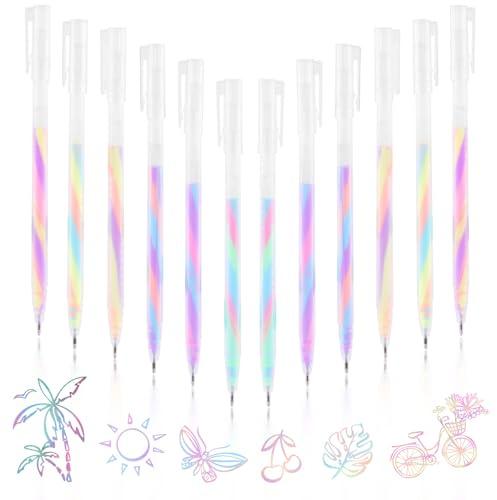 Ailvor 12 Stück Regenbogen Glitzer Gelstifte, Pastell