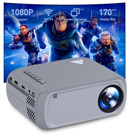Mini Projector, Upgraded Bluetooth Projector Supported, Mini Projector for iOS, Outdoor and Indoor Movie Projector, Compatible with HDMI/USB/Smartphone/TV Box/Laptop