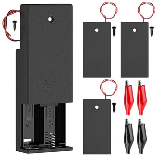 MKBKLLJY 4Pcs 2AA Battery Holder with Switch 2 x 1.5V AA Battery Holder Case with ON/OFF Switch Wire Leads and Mounting Screws Alligator Clips for DIY DC equipment Remote control Radio Flashlight