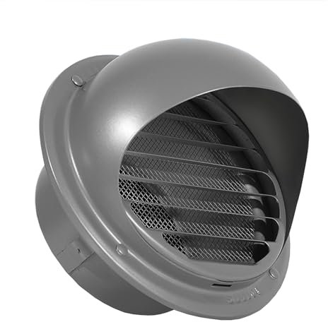 HZEPDVT 304 Espesado Acero Inoxidable Pintura for Hornear Coloración Salida de Pared Exterior 110 Campana de Tubo Baño Baño Escape Ventilaciones de Viento Gris 1 Pieza(180mm(7.1in))