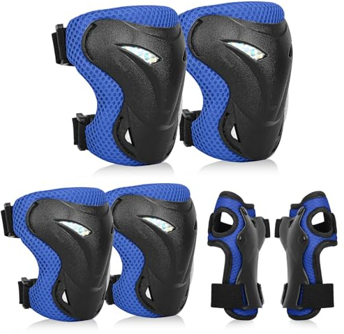 YOOXARMOR Set di Protezioni per Bambini da 3 a 8 Anni, Ginocchiere, Gomitiere, Polsiere Regolabili per Pattini a Rotelle, BMX, Bici,Ciclismo,Skateboard,Pattini in linea,Monopattini[6 Pezzi]