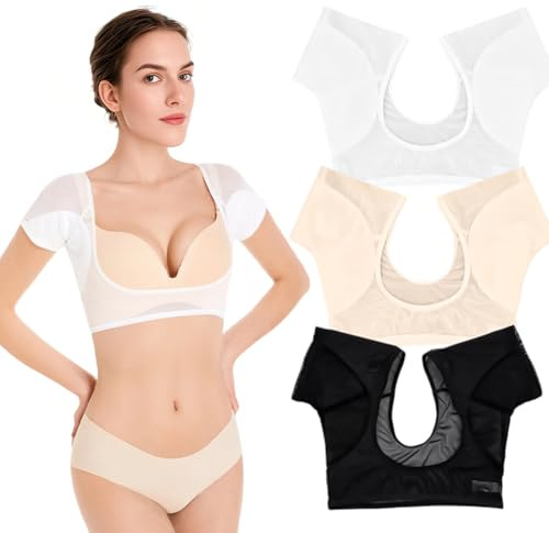 3 unidades de sudaderas para mujer, transpirables, protección contra el sudor, antebrazo, chaleco, almohadillas de algodón, almohadillas absorbentes, almohadillas para las axilas para mujer, lavables