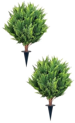 pistro Lot de 2 cyprès artificiels pour décoration d'intérieur et d'extérieur 68,6 x 45,7 cm