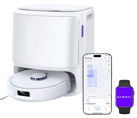 NARWAL Freo X10 Pro Robot Vacuum and Mop Combo, 11,000Pa Suction,DualFlow Tangle-Free System,MopExtend Edge Cleaning,Self-Emptying,Auto Mop Wash & Dry,for Pet Hair & Hard Floors,White