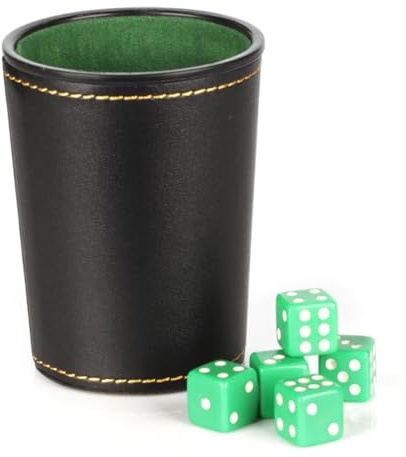 Gobelet À Dés en PU avec Feutre – Gobelet À Mélanger 5 Dés, Accessoire De Jeux De Table Idéal pour Fêtes Au Bar, Réunions À Domicile, Divertissements en Intérieur, Design Confortable Et du