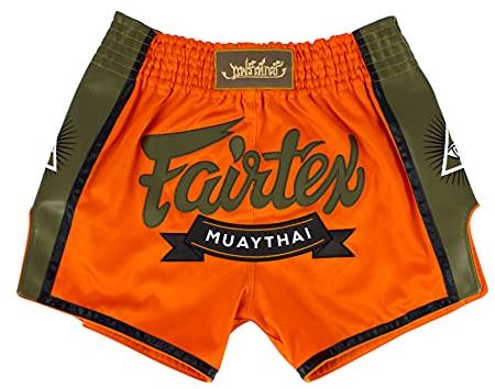 Fairtex Men's Boxing Shorts Training Martial Arts, Orange/Green, S