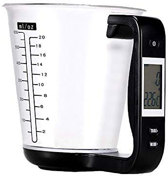 Balances de cuisine numérique Cruche de mesure avec fonction Tarer Cuisine LCD Mesureur Noir