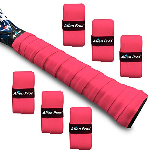 Alien Pros Tennis Racketlinda - Förbeskärd och Torr Racketgrepp - Grepplinda för Tennis Racket - Linda in Din Racket för En Högre Prestanda(6-Pack Red)