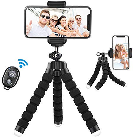Lidasen Flexible Mini Tripod Holder with Bluetooth Control, Portable Travel Camera Mobile Phone Mount Compatible with iPhone, Android Phones, GoPro, 4-8 Smart Device