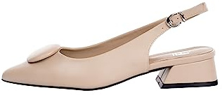 Rio Fiore Escarpins pour Femmes, Chaussures à Talons, Slingbacks Femmes, Chaussures à Bride arrière, Beige, 4cm Talon Bloc, Imitation Cuir, ML682-0716-6 (Beige, 37 EU)