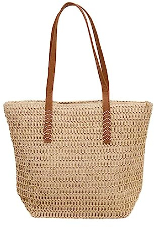 Borsa a tracolla da donna in paglia da donna, capacità, borsa estiva da spiaggia, borsa da vacanza carina borsa bohémien-mare