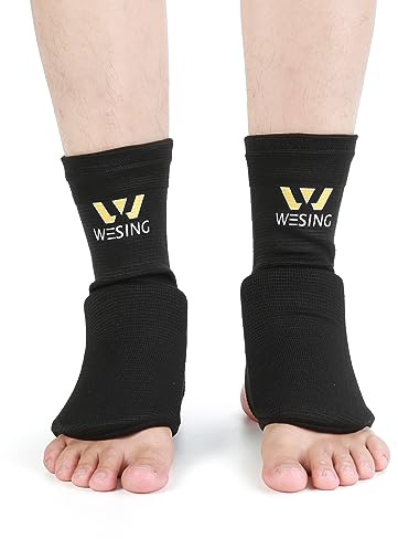 Wesing Instep Guard for MMA Boxing Kickboxing Cotton Instep Pad Instep Support Ankle Support(Black, L)