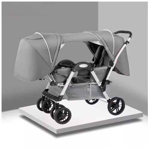 KITCISSL Kinder Buggy Doppelter Kinderwagen Kinderwagen Zwillinge for Neugeborenen Können Sitzen Lügen Baby Wagen, Kinderbuggy Klappbar Kinderwagen Organizer for Kleinkind (Color : Gray A)