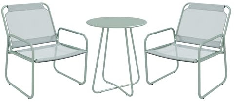 Outsunny 3tlg. Bistro-Set, Balkonmöbel-Set inkl. 1 Tisch, 2 Stühlen, Gartenmöbel-Set, Gartensitzgruppe für Garten, Terrasse, Mesh, Grün