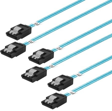 ADCAUDX 3 Pack Long-SATA-III Cable 1M, Thin Flexible Straight SATA 6Gbps Data Cables with Locking Latch for Hard Drive, Server, SSD, HDD, Blue (3.3Ft)