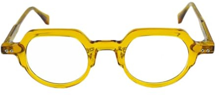 BETSION Vintage Round Acetate Eyeglasses Frames Retro Full Rim Spring Hinges Glasses Unisex for Men Women, Orange