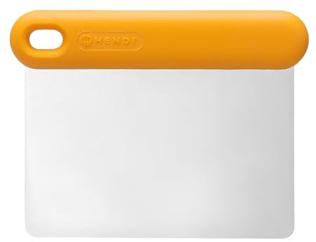 HENDI Rasqueta cortadora para masa de pizza, flexible, mango ergonómico de silicona, espátula raspador rascador de masa, cortador de cocina multiusos, 130x95x(H)13mm, acero inoxidable, naranja