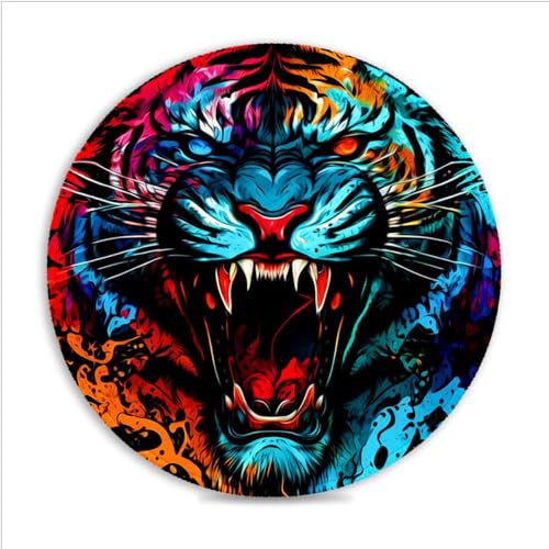 LJSPTU Gaming Mouse Pad Tiger Portable (11.8-inch) Heat-Resistant Spill-Proof Desk Mat 360° Smooth Tracking for Esports, Compact for Travel Gaming Setup