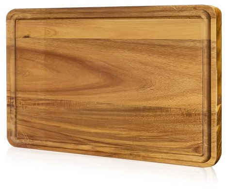 WIYETY Planche à découper en bois d'acacia pour la cuisine : planche à découper gourmet, planches de charcuterie au fromage, planche de service comme planche à découper et pour servir (40 x 30 x 1,5