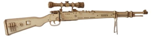 RZARDFLAMR 3D Wooden Kar98k Rifle Model Kit - 1:0.7 Scale DIY Steampunk Cowboy Assembly Model, Dual Play Modes for Adults, Room Display and Decor, Gifts for Teens and Men (200+PCS)