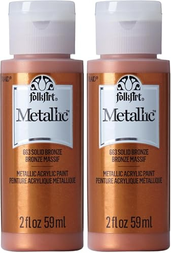 FolkArt Metallic Acrylic Paint in Assorted Colors (2 oz), 6102,2 Ounce Solid Bronze, JA663 (Pack of 2)