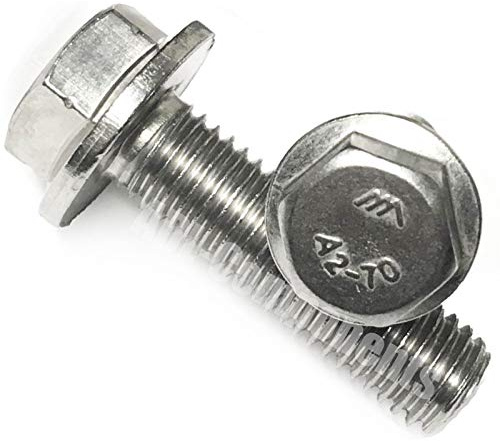 (Pack of 10) ADL M6 A2 Stainless Steel Hex Head Flange Bolts Hexagon Screws DIN 6921 (M6 x 25mm)