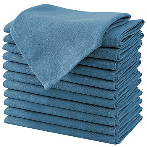 H.VERSAILTEX Cloth Napkins Set of 12 (18 X 18) Linen Textured Dinner Napkins Waterproof Extra Soft Thick Durable Reusable Napkins with Hemmed Edges for Dinners, Weddings and Everyday Use, Ink Blue