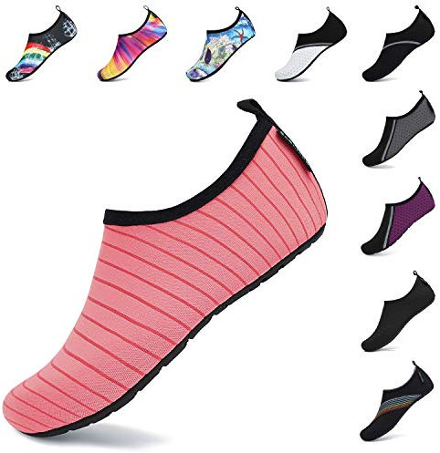 SAGUARO Badeschuhe Damen Wasserschuhe Herren Atmungsaktiv Strandschuhe für Yoga Aquaschuhe Frauen Surfschuhe Männer Sommer Strand Garten Wassersport Surfen Beach Wassermelonenrot 38/39 EU