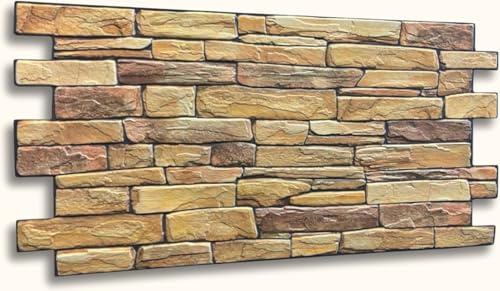 EURODECO | Baldosas de PVC 3D – Paneles Adhesivos para Pared – Imitación Piedra/Madera | Revestimiento Decorativo – 1 mm Espesor – Pack 7m² | ¡Gran elección!