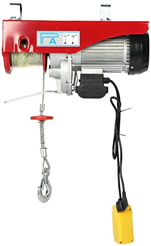 Treuil à Câble Electrique, 500KG-1000KG 1800W Palan à Câble Treuil-Palan Palan à Chaîne avec Câble en Acier 18 m et télécommande pour Usines Entrepôts Construction(EU 220V)