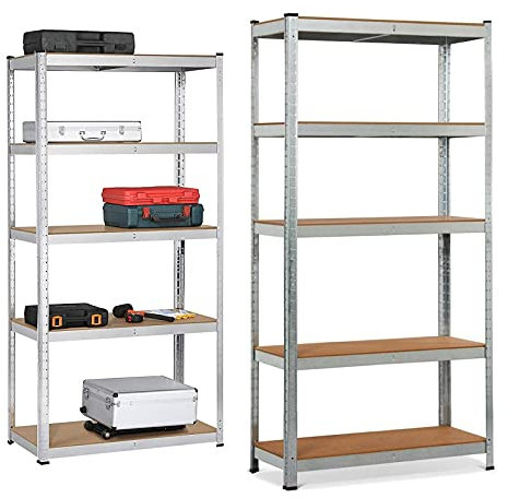 5 Böden Stahl Schwerlastregal Stabiles Lagerregal 180x90x40CM mit 5 Verstellbare Ablagen, bis 875 kg Belastbar - Bolzenloses Design Einfache Montage für Garage, Werkstatt, Speisekammer - Verzinkt