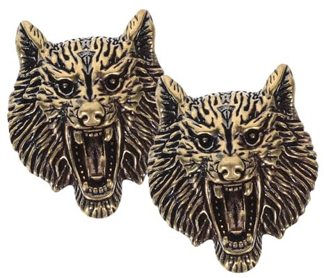 EXCEART Verschlussknopf 6 Stück Messing- Metall- Blazer-Knöpfe Vintage-Gravur Wolfskopf Schnallen- -Verschlüsse Wolf-Schraubknopf Schicke Knöpfe Lebendiges Messing