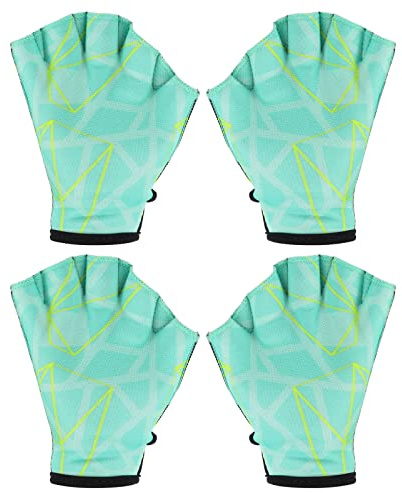 PATIKIL 2Pairs Webbed Swim Gloves Swimming Aquatic Gloves L Light Green